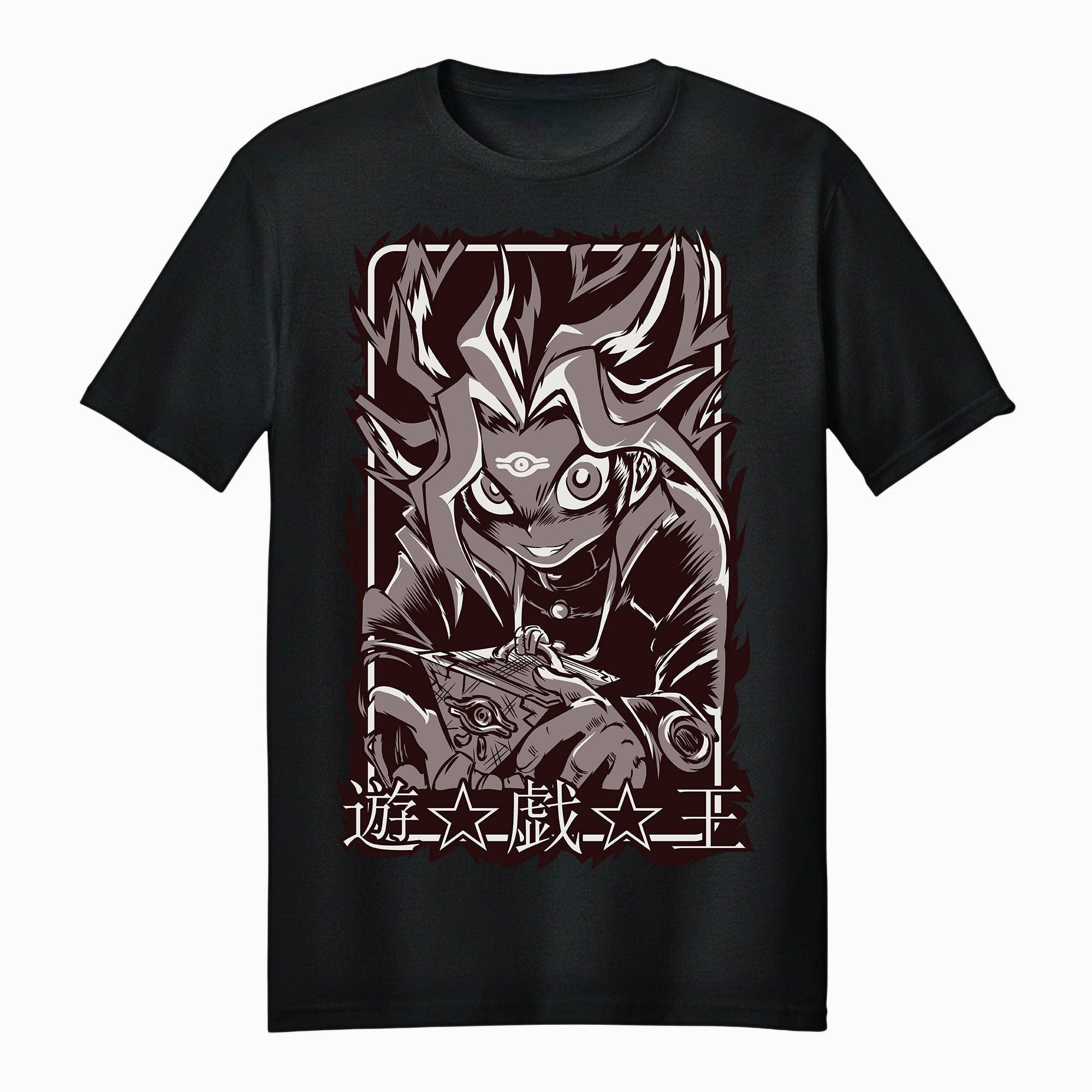 Fundom - Vendita all'ingrosso Maglietta stampata - Unisex - Yu-Gi-Oh! Maglietta Monocromatica per Adulti Unisex Faraone Oscuro Yami Yugi0