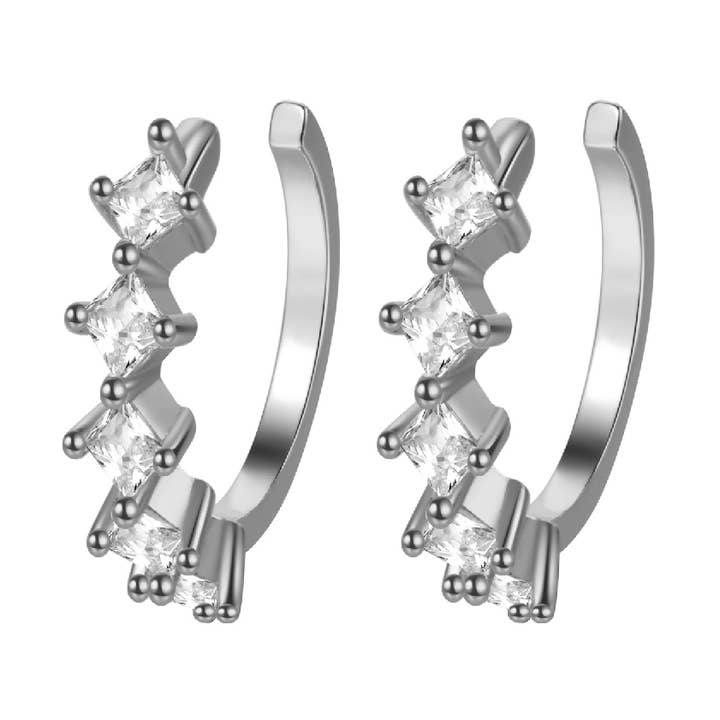 Orecchino Earcuff - 13mm - zirconi bianchi - argento per la vendita all'ingrosso da parte di Buganto