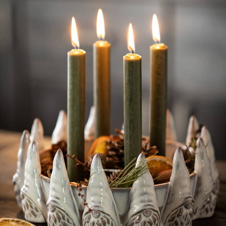 Wurm - Wholesale Christmas Decoration - Taper candle pine green solid-colored Ø 2x18 cm burning time approx. 8 hours.1