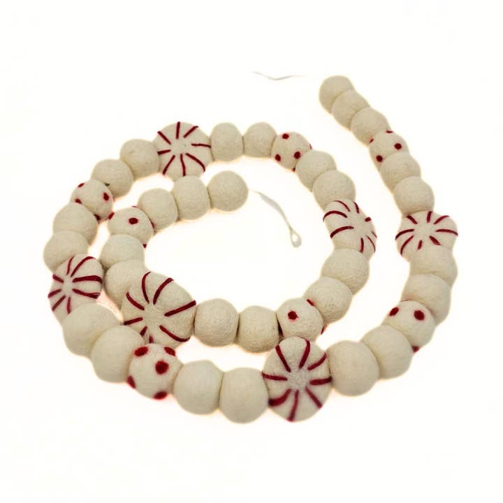 Felted Peppermint Candy Garland for wholesale by Feltiful