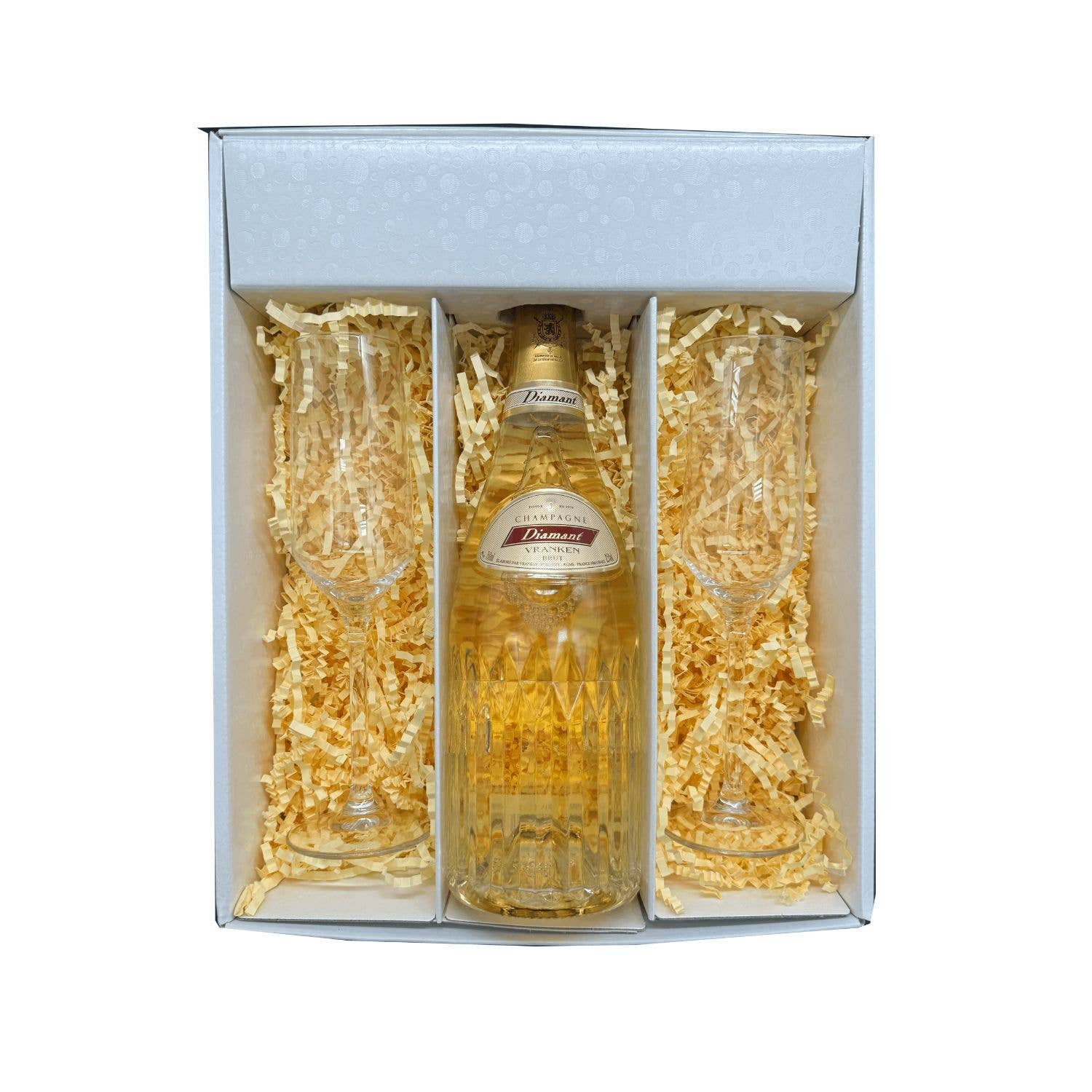 Wine And More – Großhandel Champagner/Sekt – Vranken Champagner Geschenkbox mit 1 Brut und 2 quadratischen Flöten0