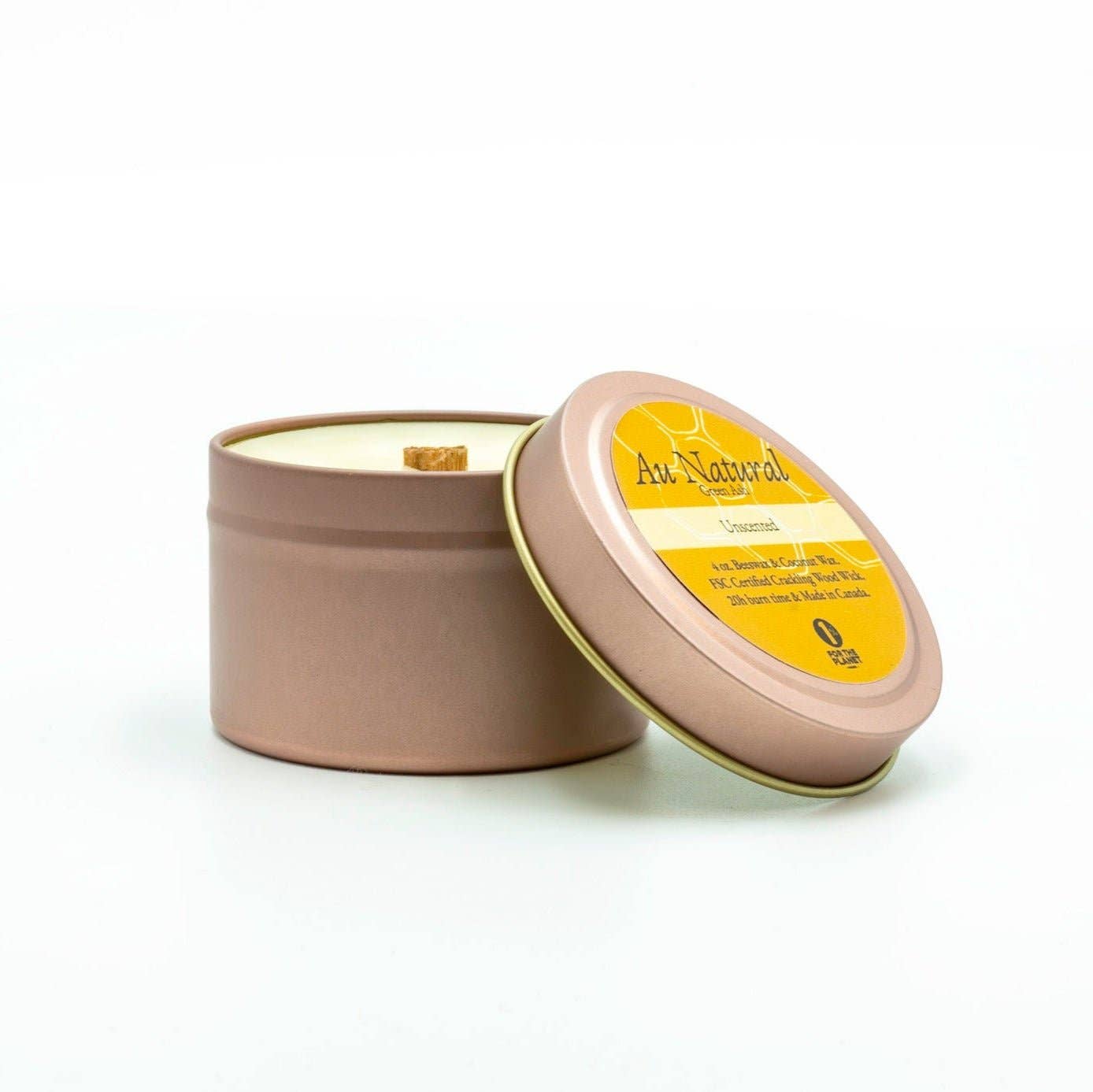 Green Ash Decor - Wholesale Travel Candles - 4 oz Rose Gold Travel Tin with Crackling Wooden Wick0