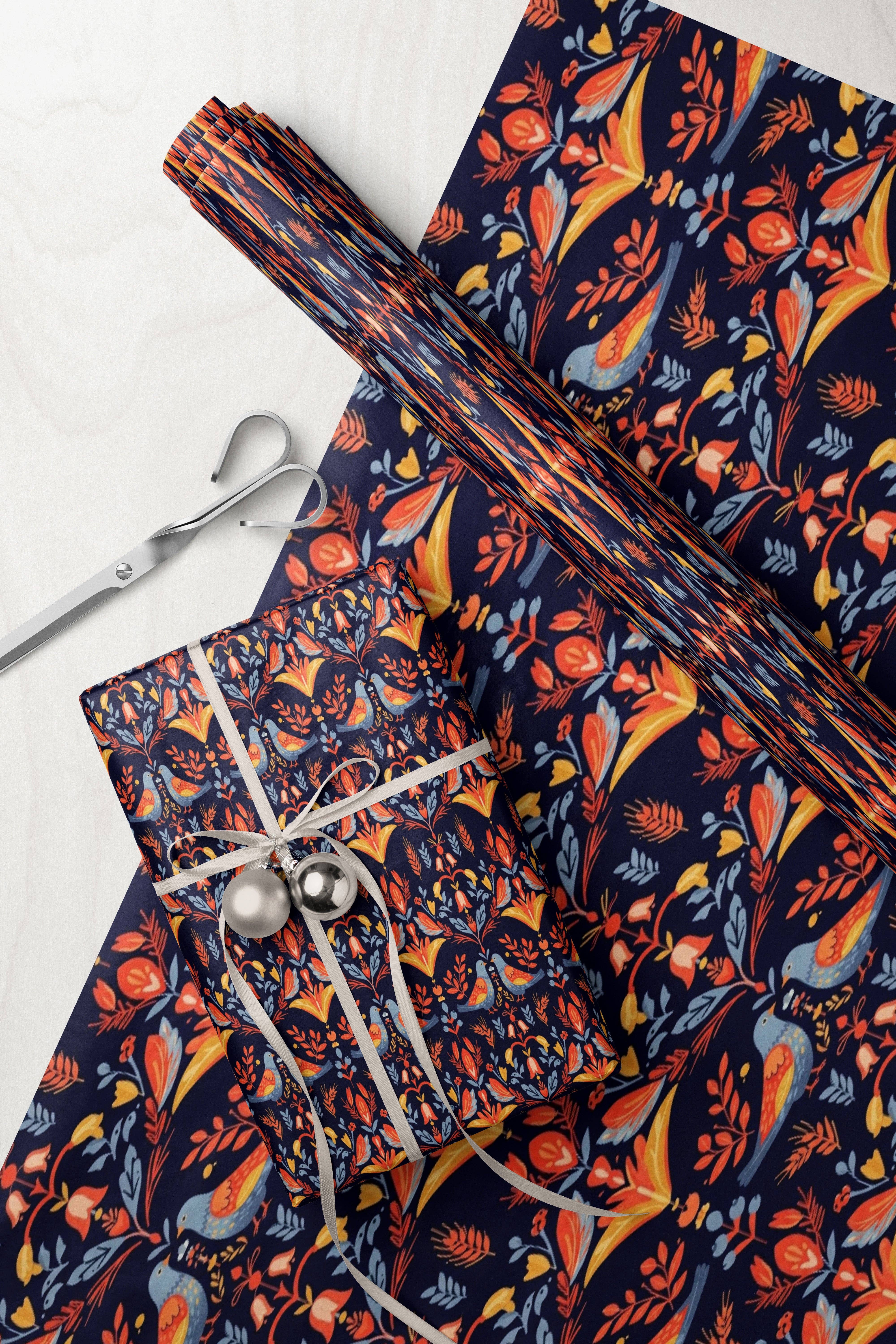 MagicMerchEmporium – wholesale Wrapping paper roll – Nordic Folk Art Wrapping Paper3