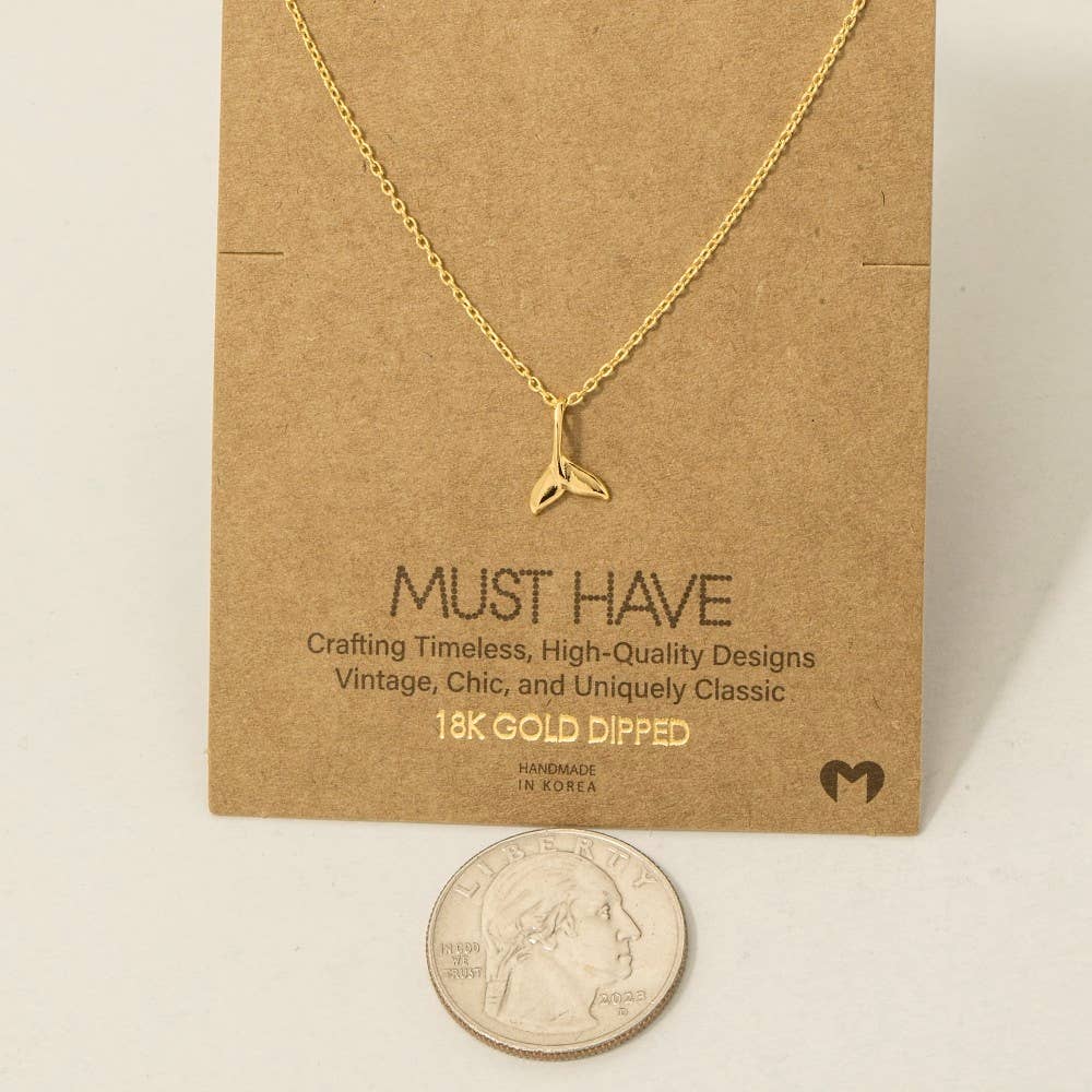 Fame Accessories - Wholesale Pendant/Charm Necklace - Gold Dipped Whale Tail Pendant Necklace2