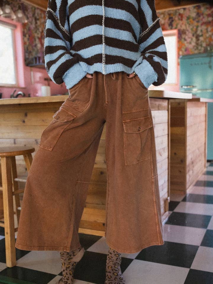 Three Bird Nest - Wholesale Pants - Women's - Cargo Cascade Wide Leg Pants - Copper