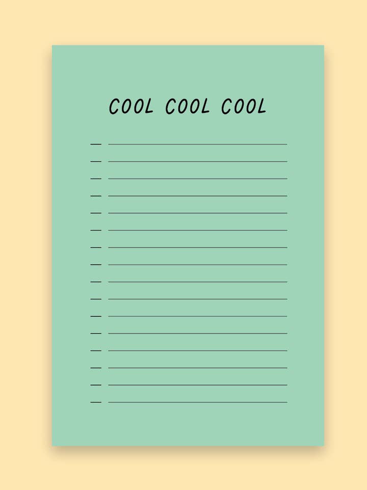 'Cool Cool Cool' Notepads for wholesale by Places and Pine