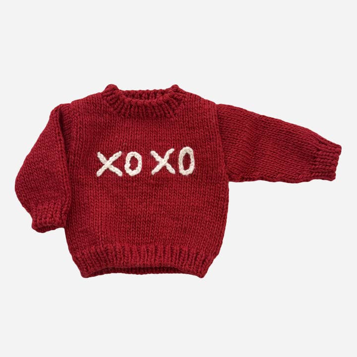 The Blueberry Hill - Wholesale Knit Sweater - Kids - XOXO Sweater, Red | Baby & Kid Love Valentine's Sweater