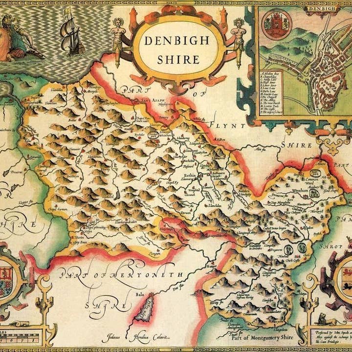 Denbighshire historiske kort 1000 brik puslespil (1610) for engroshandel hos Map Marketing Limited