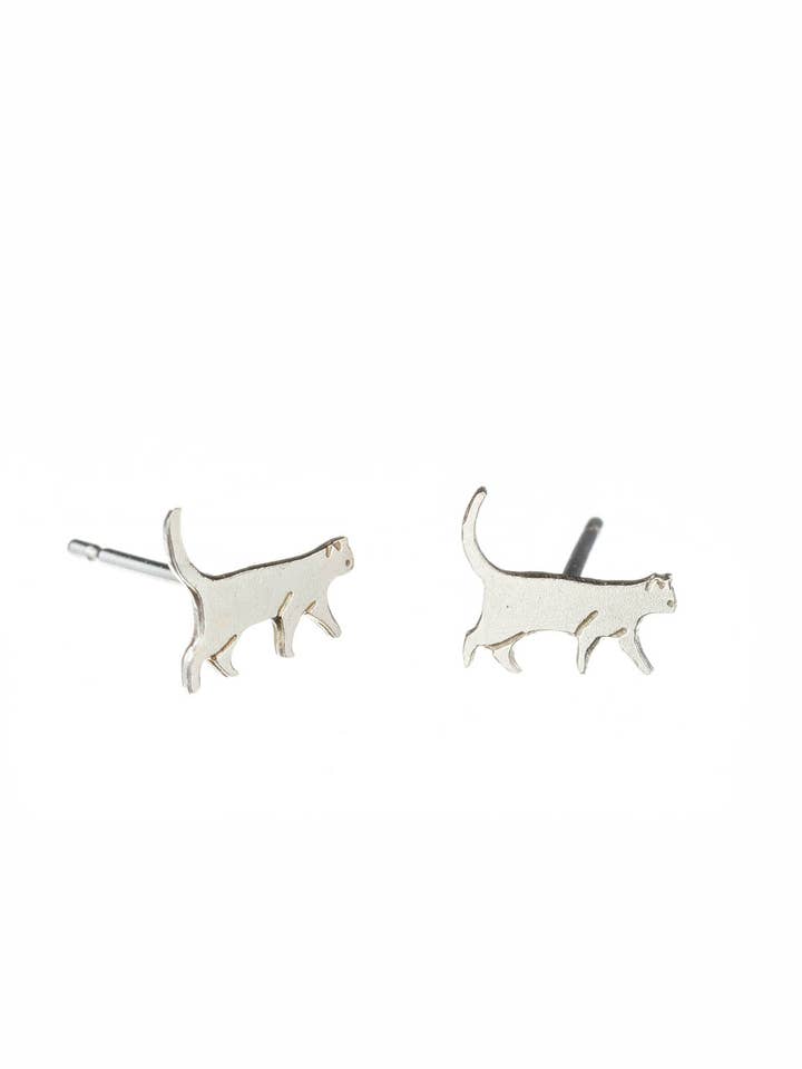 Tiny Walking Cat Stud Earrings for wholesale by Amanda Coleman Jewelry