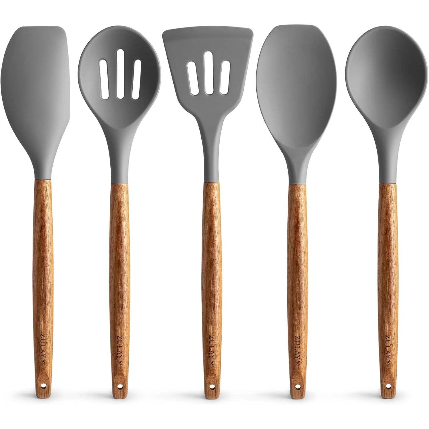 Zulay Kitchen - Wholesale Kitchen Utensil Set - 5-Piece Silicone Utensils Set with Wooden Handles20