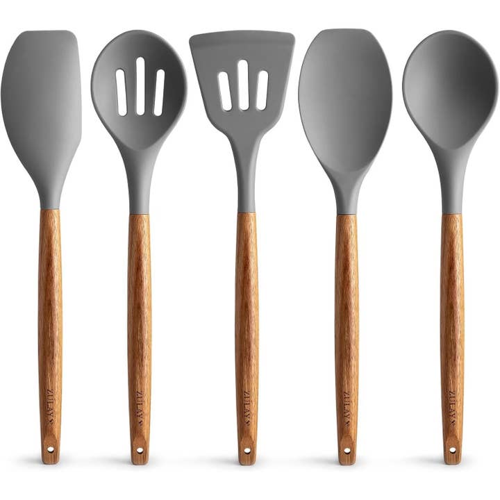 Zulay Kitchen - Wholesale Kitchen Utensil Set - 5-Piece Silicone Utensils Set with Wooden Handles20