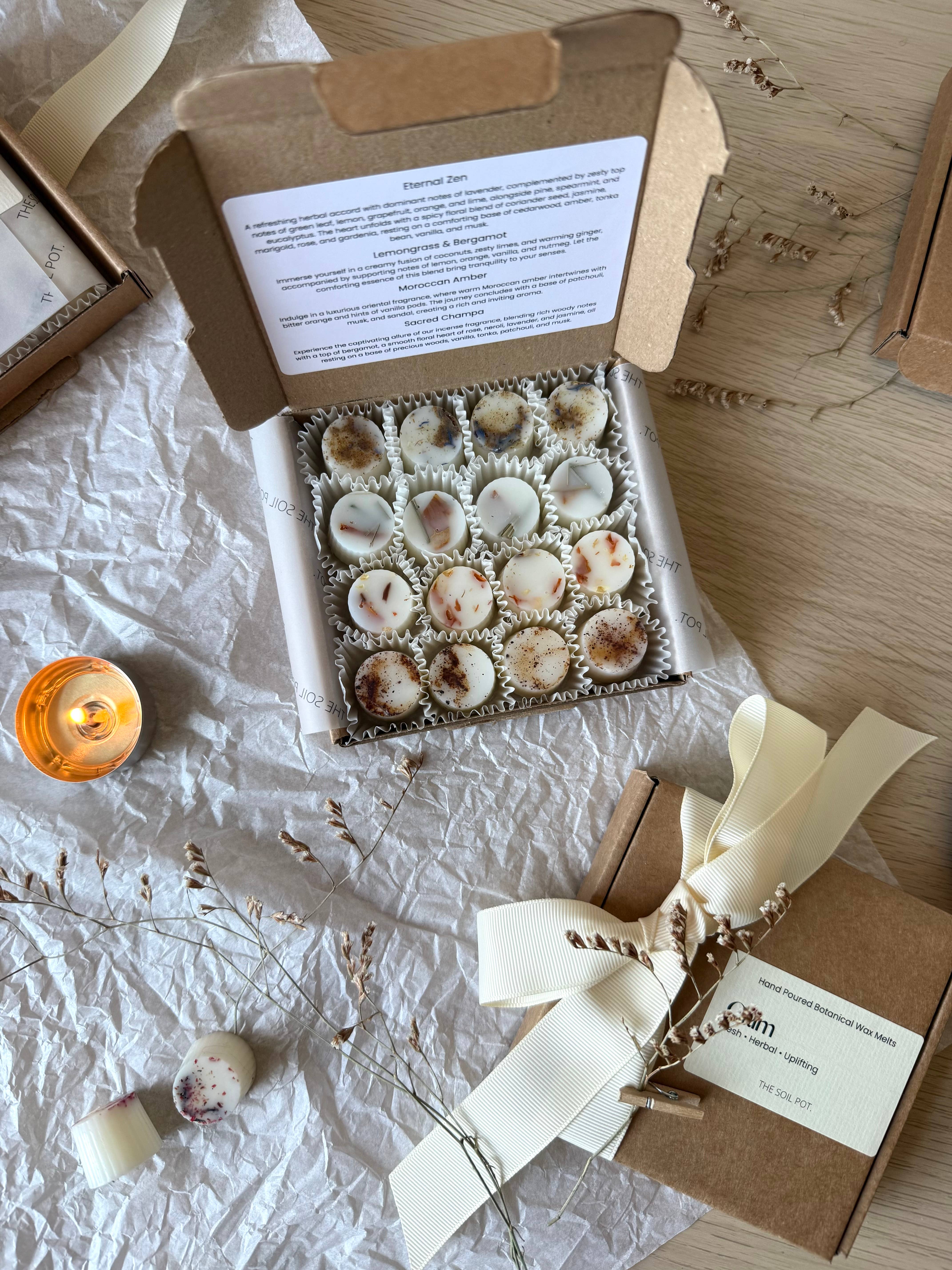 The Soil Pot – wholesale Wax melt – Calm wax melt gift set, Botanical wax melts gift box2