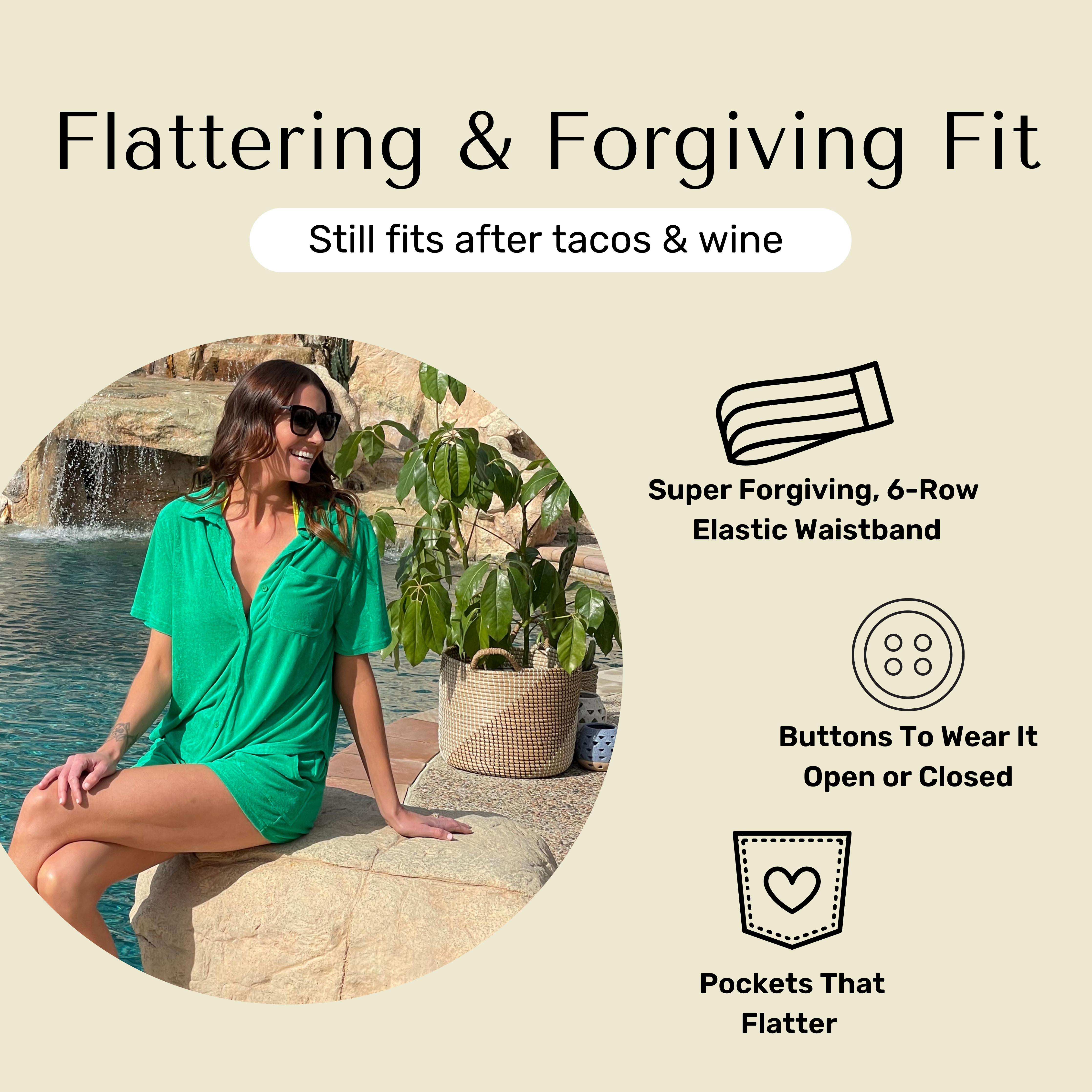 Bette - Wholesale Lounge Set - Women's - Cabana Green Terry Cloth Shorts Set | Relaxed Lounge Style6