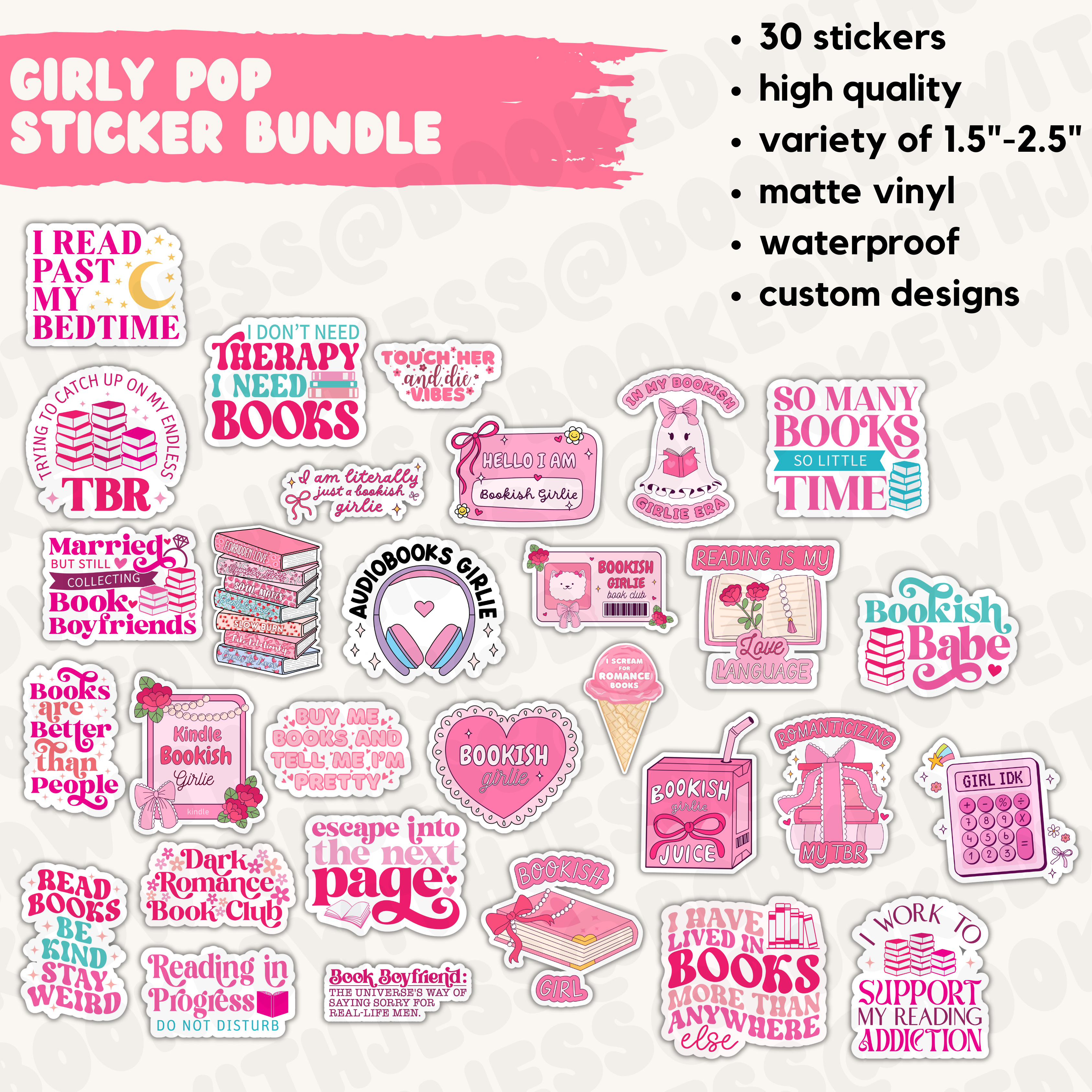 Booked with Jess - Wholesale Sticker - Bookish Sticker Pack5