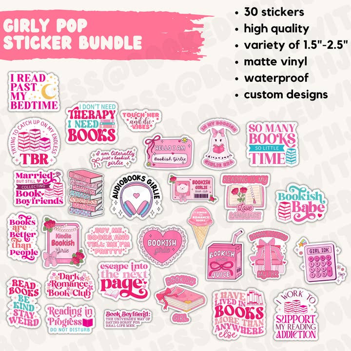 Booked with Jess - Wholesale Sticker - Bookish Sticker Pack5