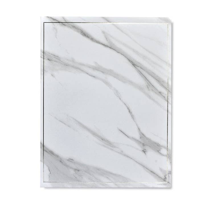 Gartner Studios - Wholesale Stationery/Notecard Set - Marble & Silver Foil Stationery Paper - 40 Count