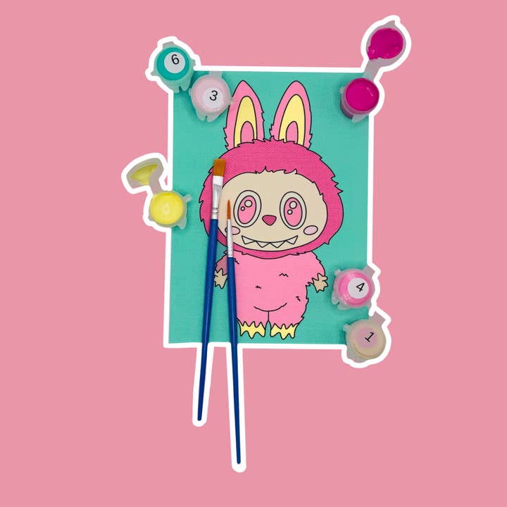 Pink Labubu - Mini Paint by Number Kit (5x7) for wholesale by Colorful Creators
