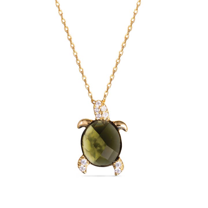 Collier tortue verte en zircone cubique - Doré pour la vente par Amanda Blu
