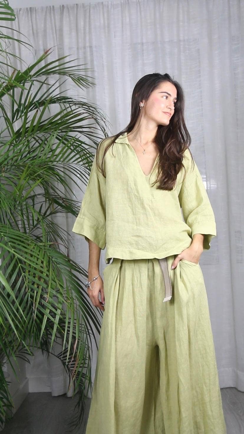 Linen & More - Wholesale Blouse - Women's - REF 12104 BLOUSE SHIRT COLLAR 100% LINEN2