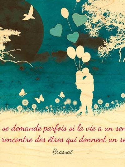 CARTA LEGNO CITAZIONE AMANTI BLU per la vendita all'ingrosso da parte di Hironwoods