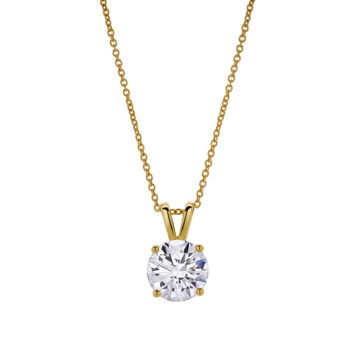 Lucent 14K Yellow Gold Round Lab Grown Diamond Pendant - 2 Ctw for wholesale by LuvMyJewelry (LMJ)