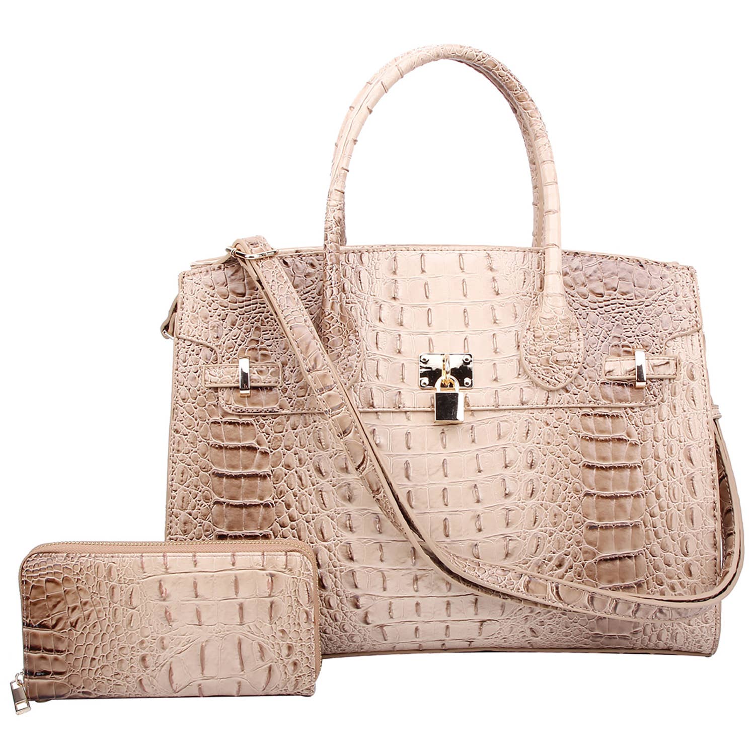 M&M HANDBAGS, LLC. - Wholesale Laptop Bag - Unisex - AC1096 W Croc Alligator Padlock 2-in-1 Satchel1