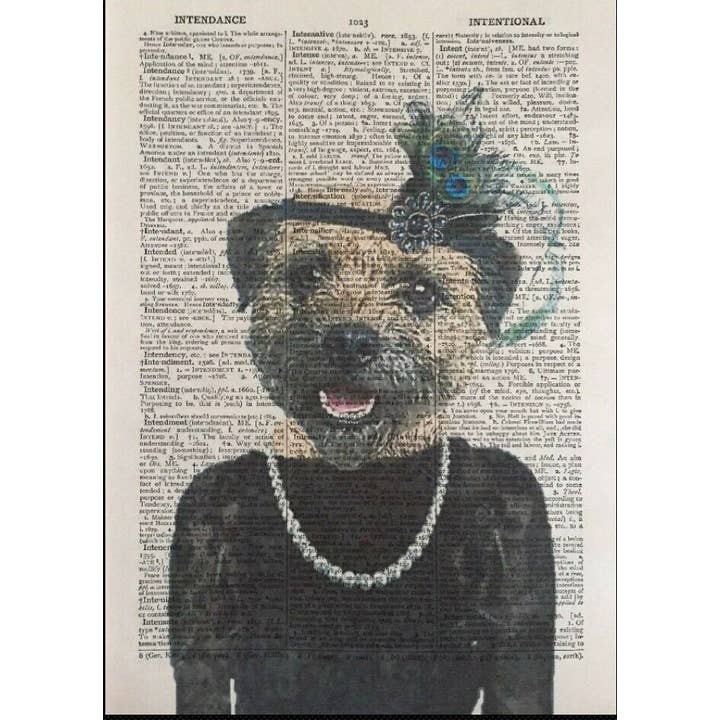 Impressão artística de parede do dicionário Border Terrier - arte da parede do cão por atacado de Parksmoonprints