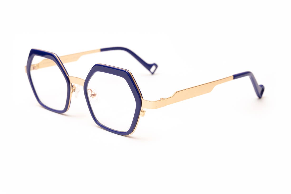 eyejets - Venta al por mayor Gafas - Unisex - Gafas de lectura de lujo COLLINS en azul y oro rosa, unisex