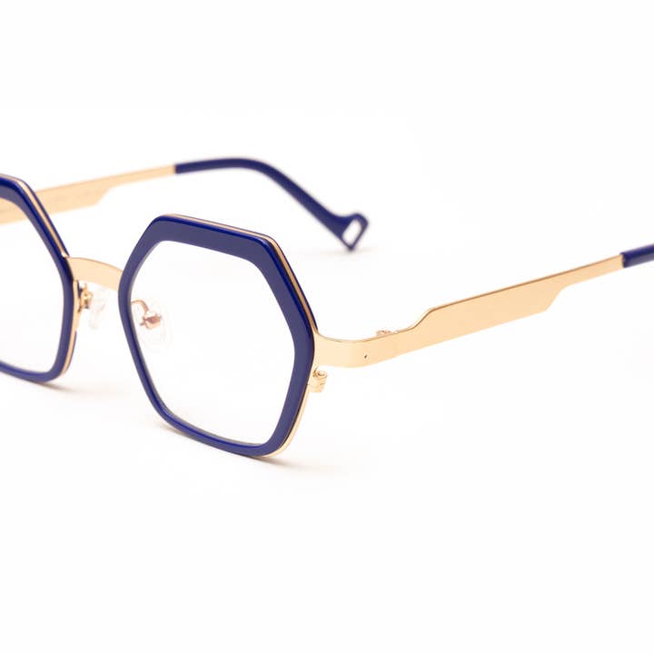 eyejets - Wholesale Eyeglasses - Unisex - COLLINS Blue/ Rose Gold Luxury Reading Glasses, Unisex