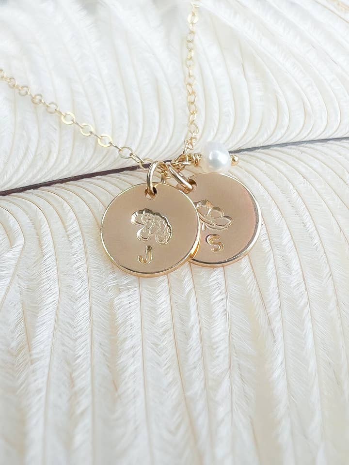 Birth Flower Mothers Initial Necklace for wholesale by Initial Love Jewelry