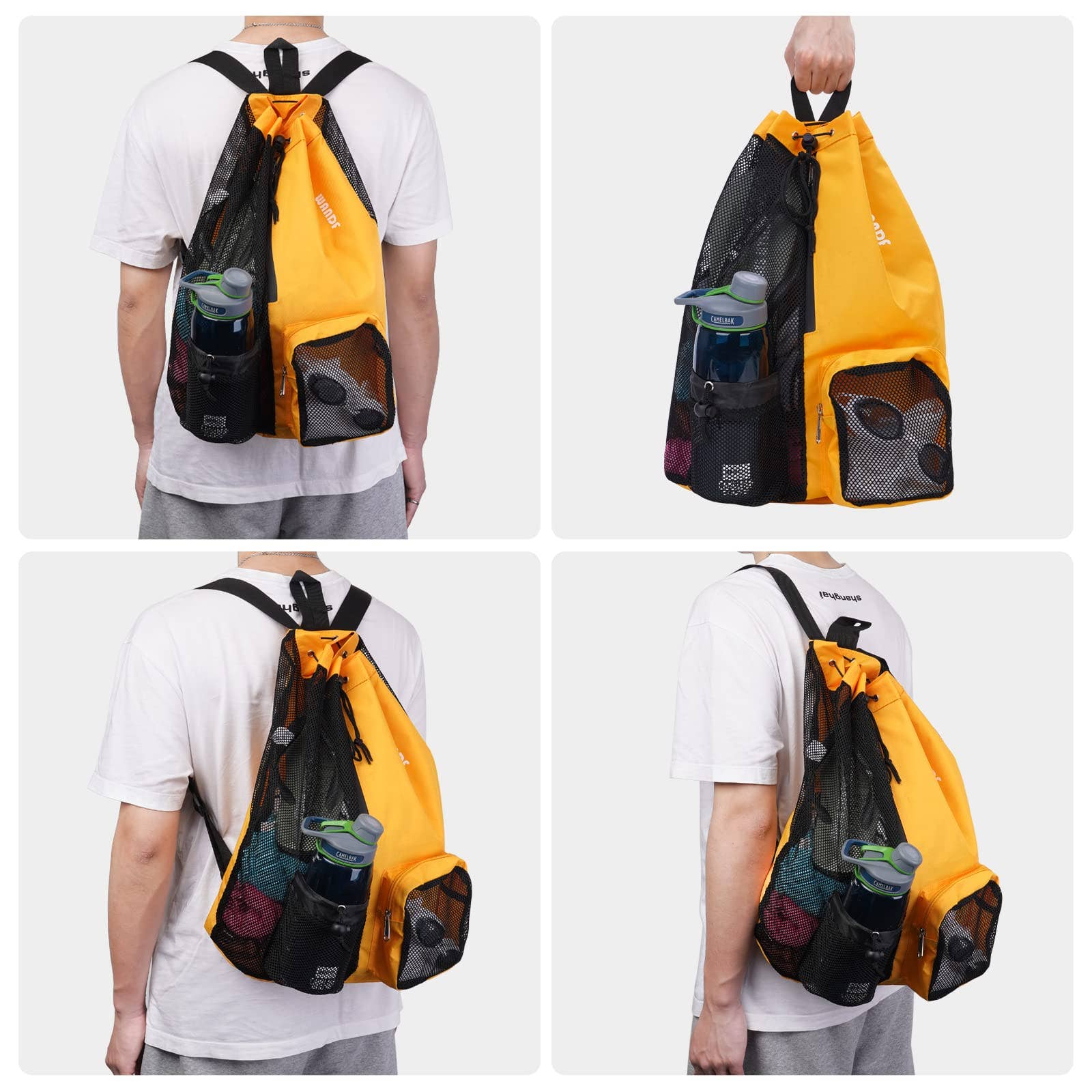 wandf - Wholesale Beach Bag - WANDF Mesh Drawstring Backpack with Wet Pocket Beach Bag77