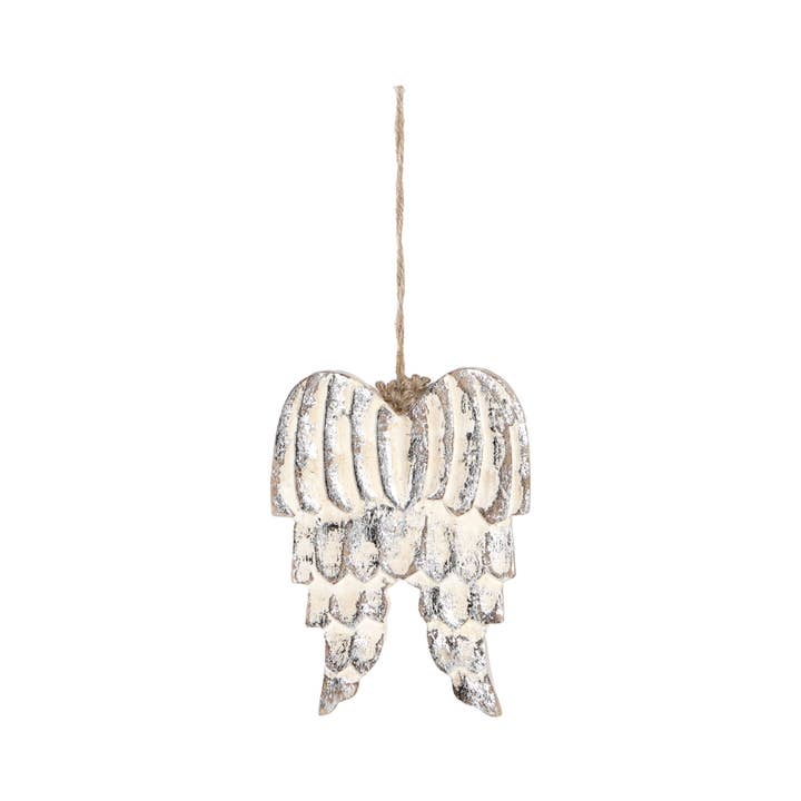 Vatican Homes - Vendita all'ingrosso Decorazione - Ornamento Ali d'Angelo in Legno Argento 5"2