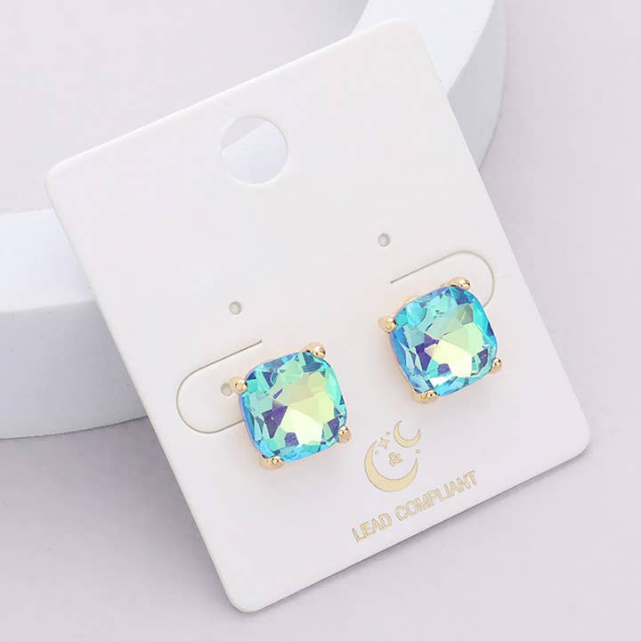 Sensibling Corp. - Wholesale Stud/Post Earrings - Cushion Square Stone Stud Evening Earrings