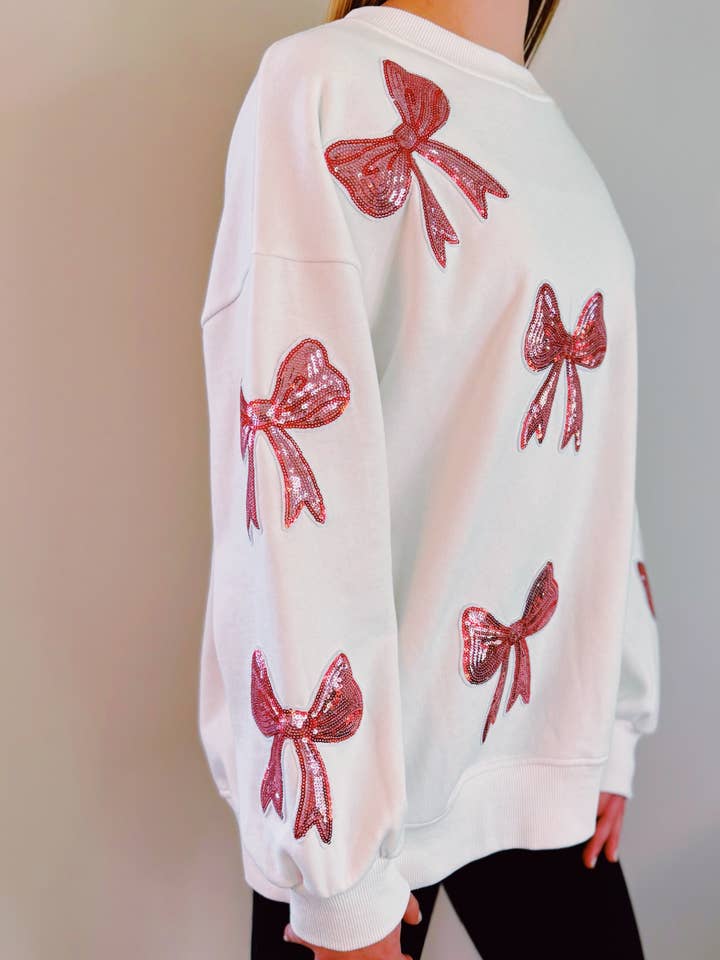 Ellison+Young - Wholesale Sweatshirt - Women's - Sparkly Bow Patch Sweatshirt7