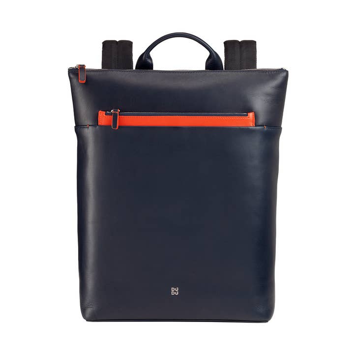 Dudu Leather Business Travel Backpack Zipper Navy for wholesale by dudu