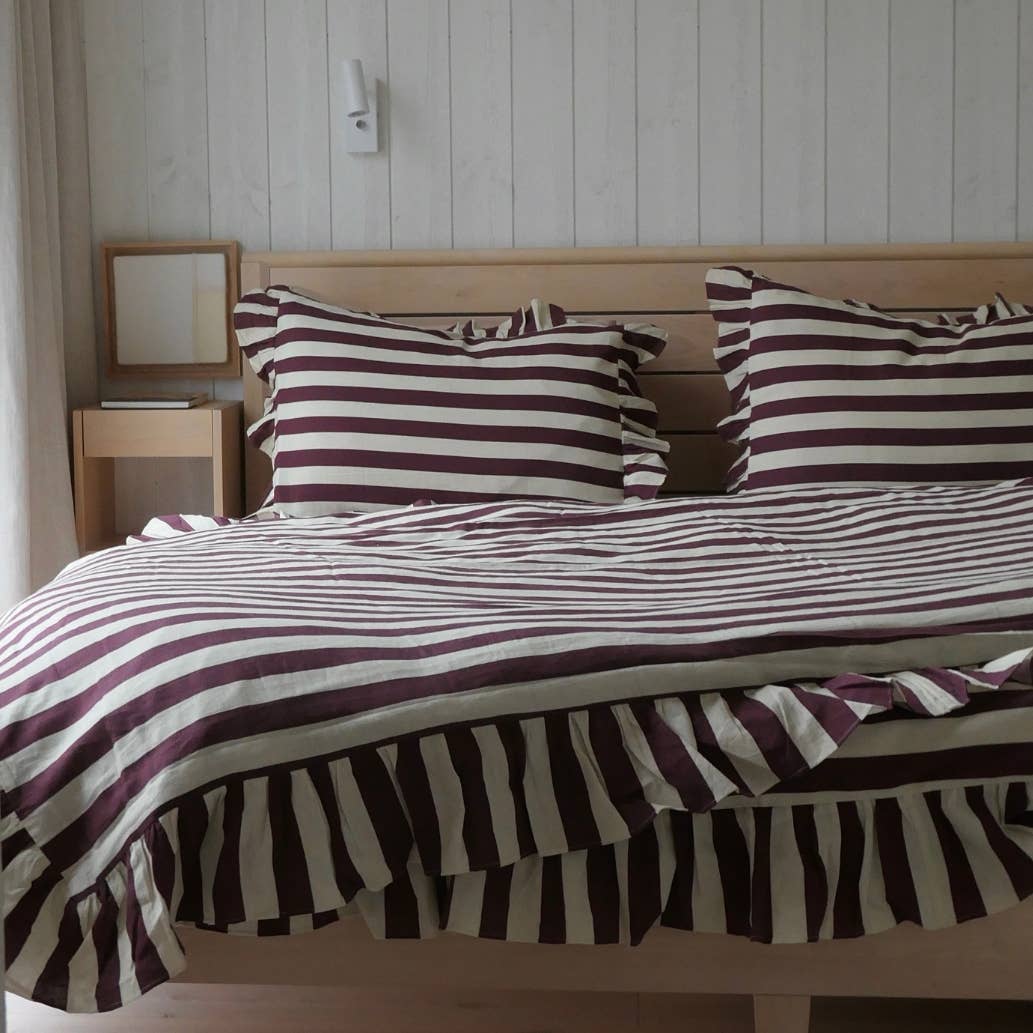 OMOM - Wholesale Bedding Set - Organic duvet cover set - Ruffled Striped in linen/cotton5