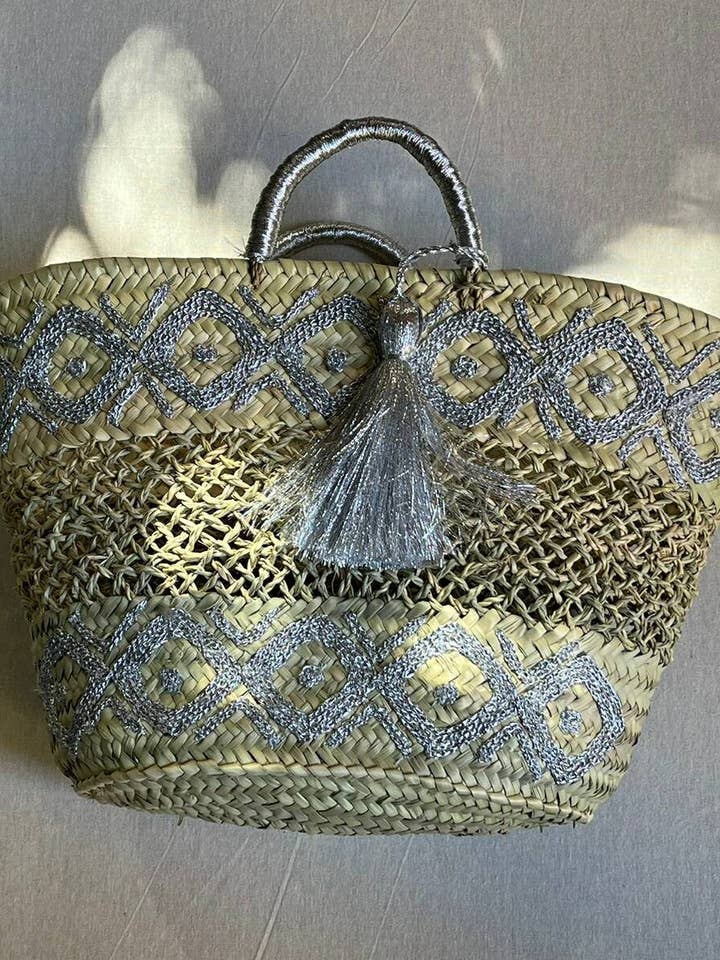 Sac panier français en paille tissée, sac fourre-tout pour courses pour la vente par martitec