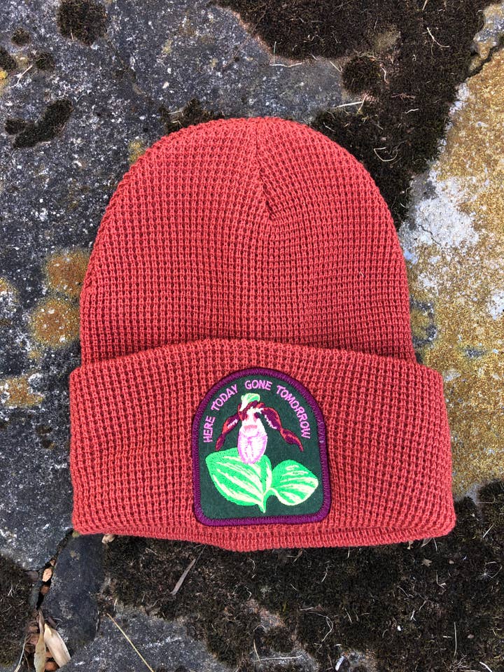 Pink Lady's Slipper Native Plant Patch vaffelhue for engroshandel hos Solstice Handmade