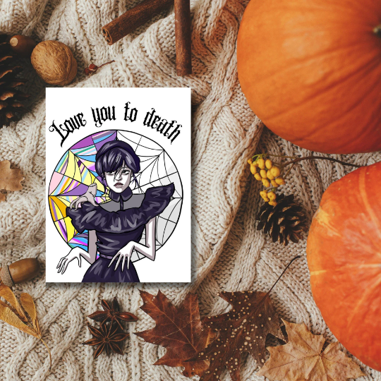 As Told By Ellie - Wholesale Love Card - Wednesday Addams Halloween Greeting Card Funny1