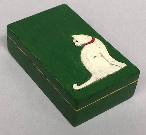 The Niger Bend - Wholesale Decorative Box - Cat Silhouette Design - Small Rectangle Soapstone Trinket Decor Box15