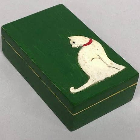 The Niger Bend - Wholesale Decorative Box - Cat Silhouette Design - Small Rectangle Soapstone Trinket Decor Box15