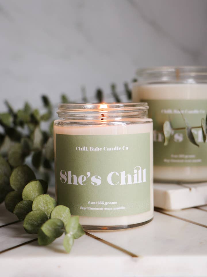 She’s Chill Candle | Eucalyptus + Spearmint for wholesale by Chill, Babe Candle Co