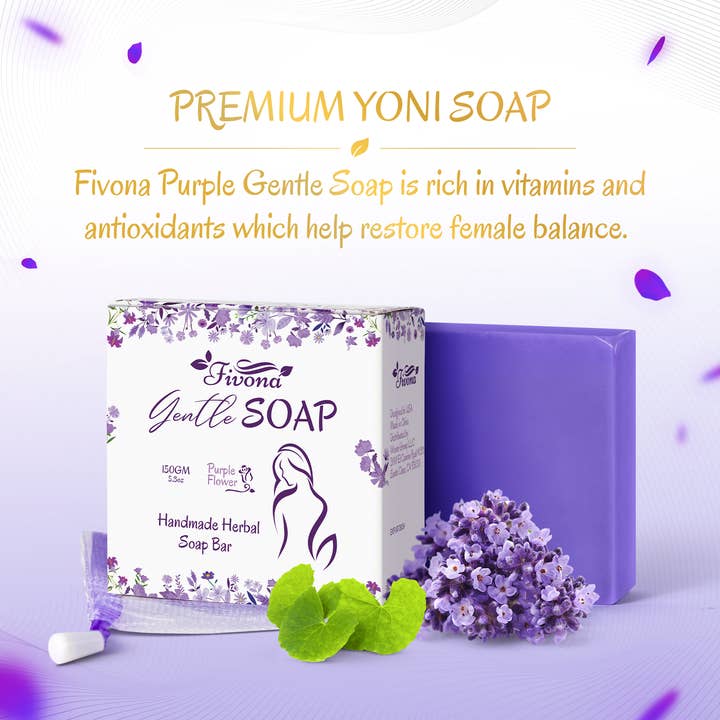 FIVONA - Wholesale Bar Soap - HERBAL FEMININE YONI SOAP WITH FOAM BAG PURPLE FLOWER 5.3OZ6