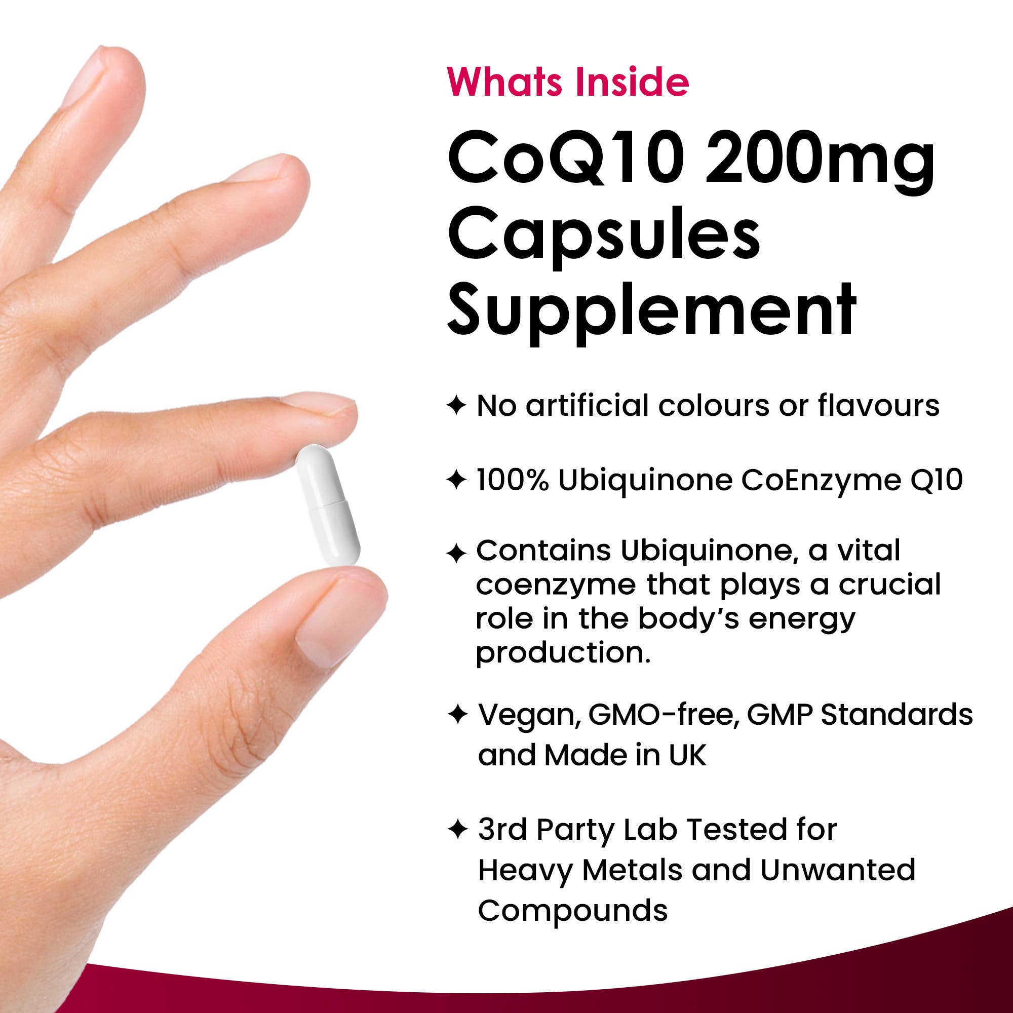 New Leaf products Ltd – wholesale Oral supplement/vitamin – CoQ10 200mg - Co Enzyme Pure Ubiquinone 120 Vegan Capsules1