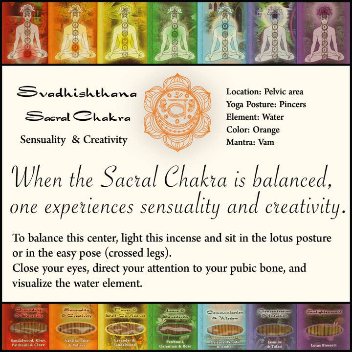 Prabhuji's Gifts - Wholesale Incense - Incense Sticks Sacral Chakra Svadhishtana - Sensuality and Creativity5