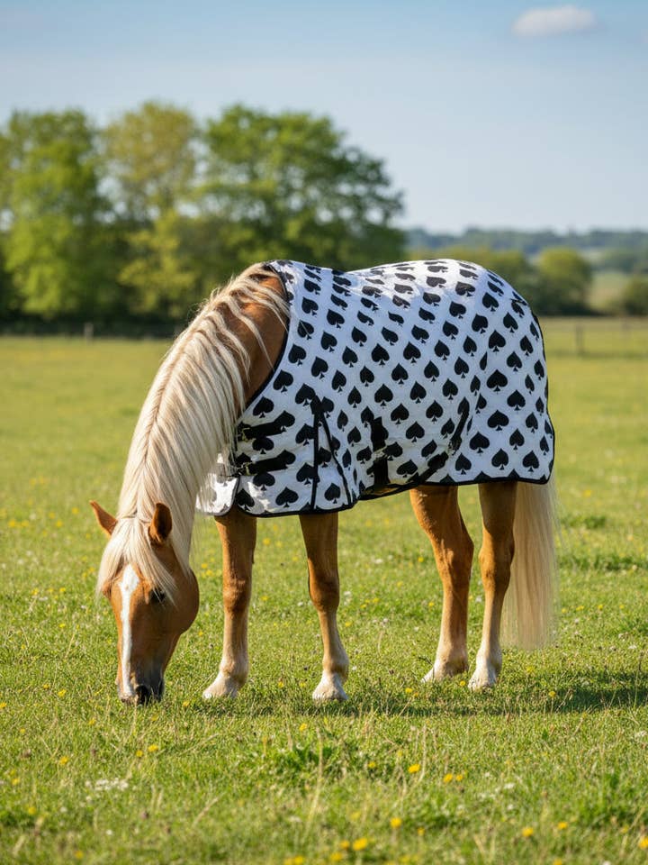 Smokin Spades 200g Medium Weight 1200 Denier Turnout Blanket for wholesale by Neon Spur LLC