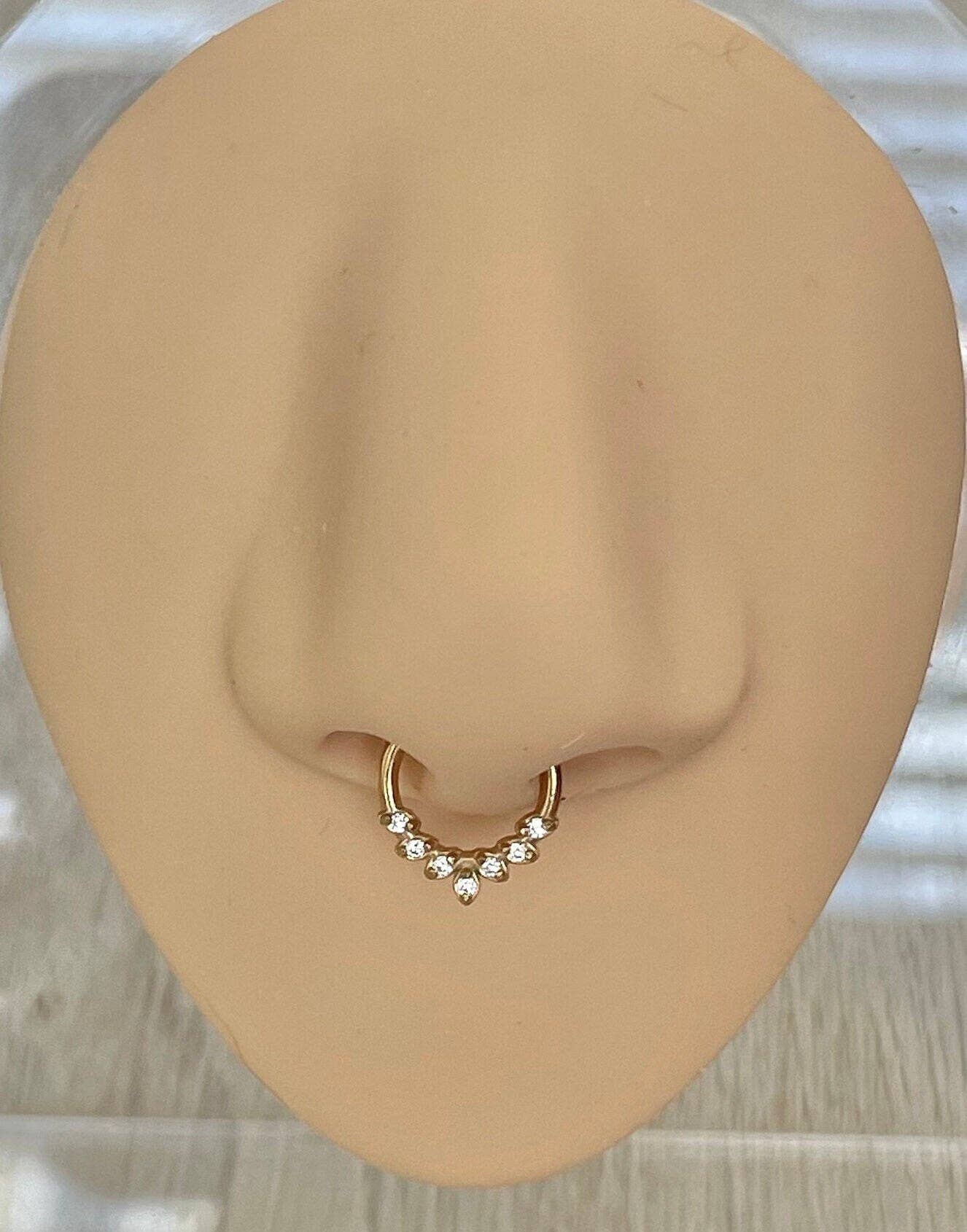 Elara Body Jewelry - Wholesale Nose Ring - Dainty Gold Septum Piercing (16G | 8mm | Surgical Steel | Rose Gold, Gold, Black or Silver)5