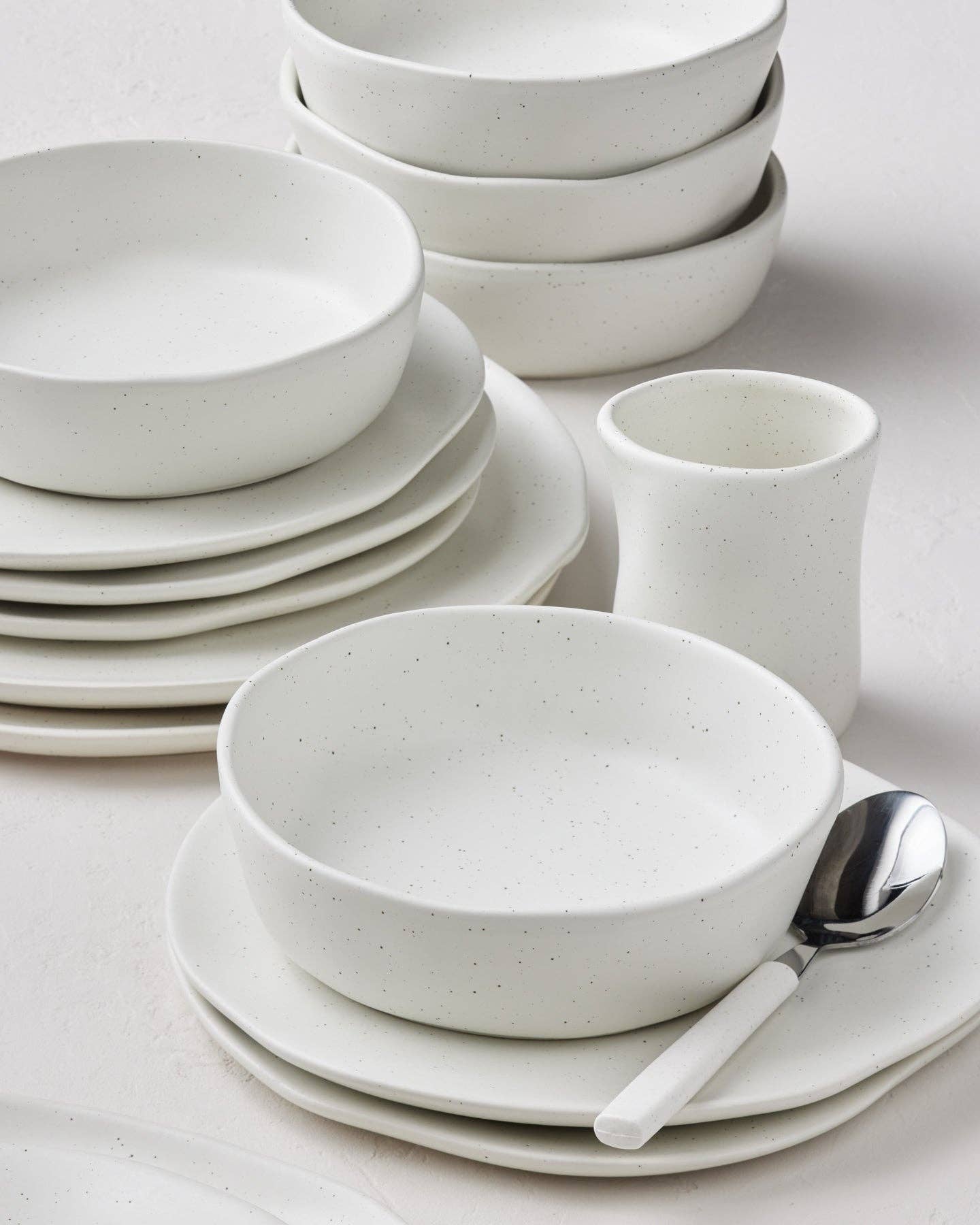 Stone  Lain - Wholesale Dinnerware Set - Hekonda Stoneware Dinnerware Set - White Speckled5