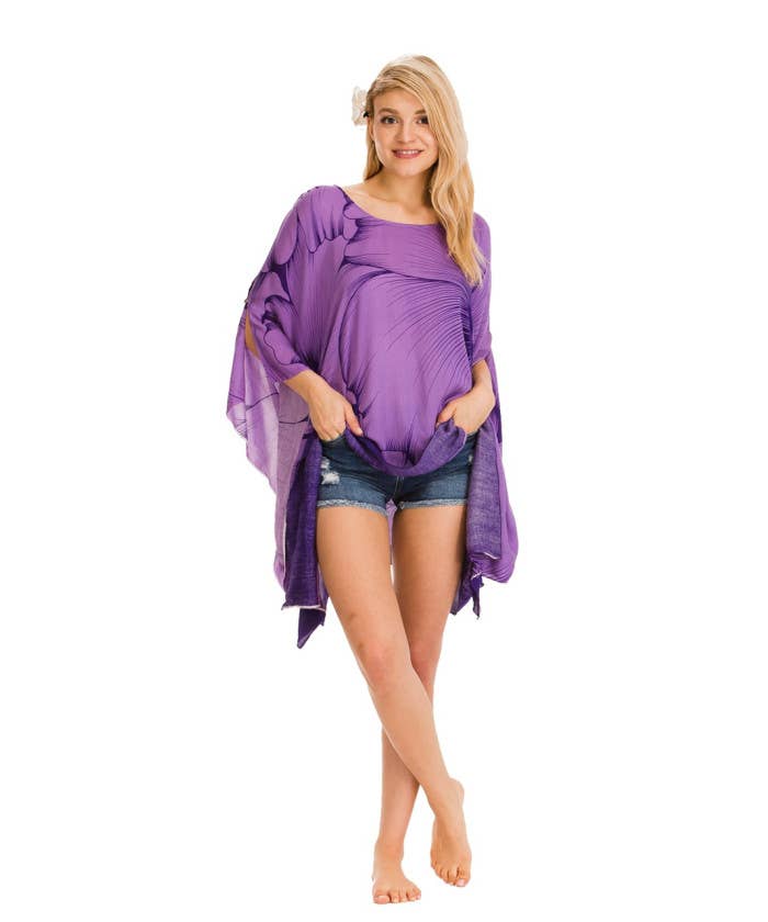 DK Hawaii - Wholesale Dress - Women's - Poncho Dress With Large Hibiscus Flower7