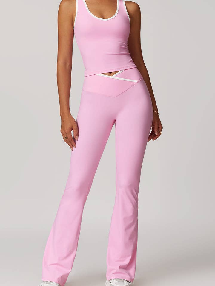 Plunge Neck Contrast Trim Sport Set for wholesale by Mccolin